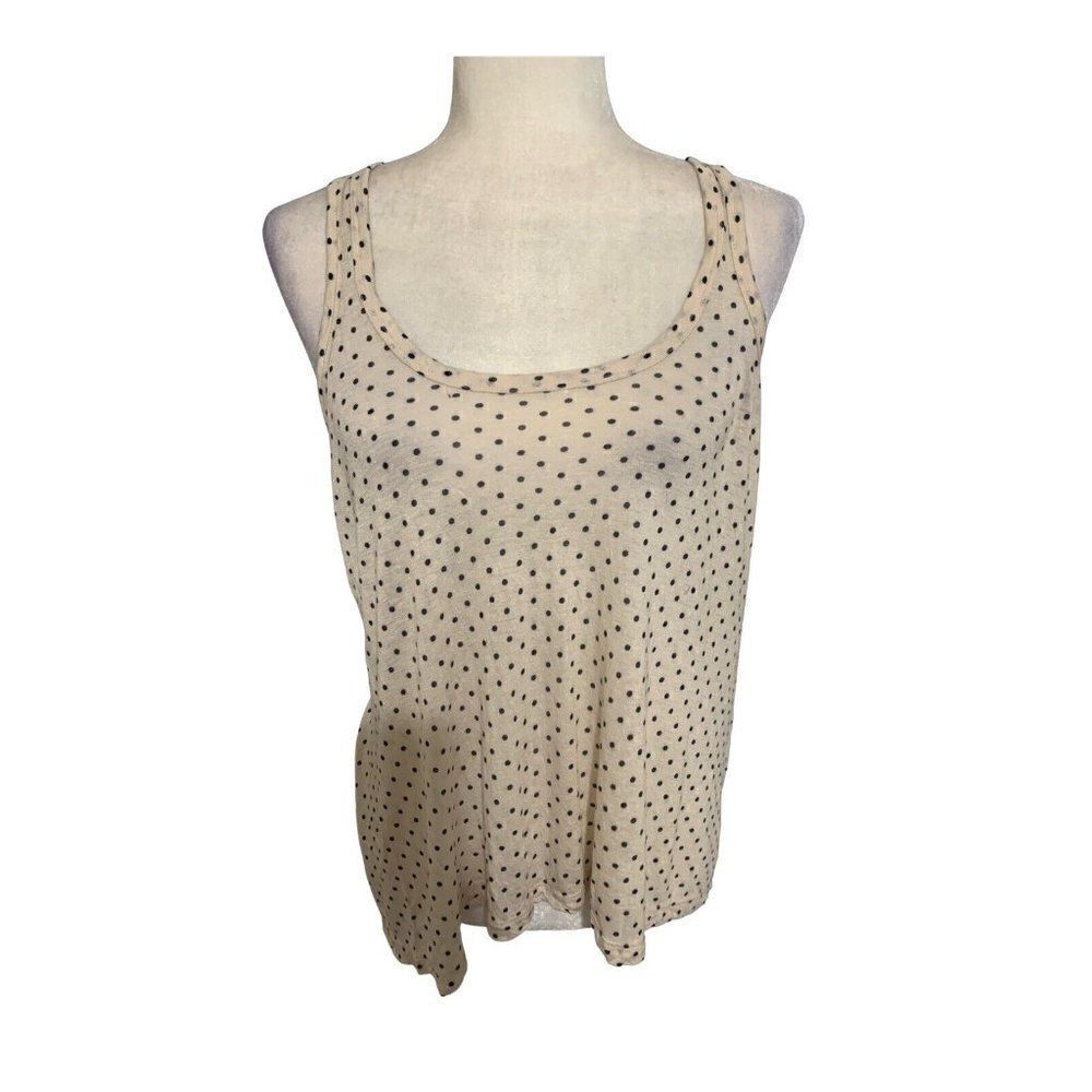 theory womens beige black polka dot tank top small